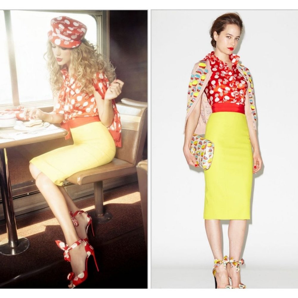 L’Wren Scott Grosgrain Trim Pencil Skirt Runway Resort Size US 12 Taylor Swift
